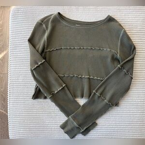 Urban Outfitters Olive waffle Knit Top